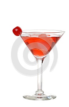 Isolated red martini with a cherry