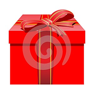 Isolated red package gift box with red ribbon for christmas