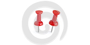 Isolated red push pins in white background