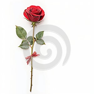 Isolated red rose on white background, epitome of beauty photo