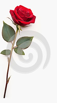 Isolated red rose on white background, epitome of beauty photo
