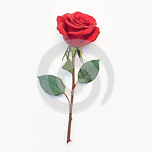 Isolated red rose on white background, epitome of beauty photo