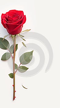 Isolated red rose on white background, epitome of beauty photo