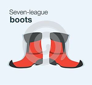 Isolated red seven-league boots. Element of European national costume. photo