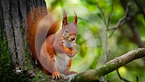 Isolated Red Squirrel Enclave. Concept Wildlife Conservation, Habitat Preservation, Squirrel photo