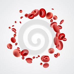 Isolated red streaming blood cells.