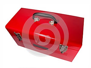 Isolated Red Toolbox Close-up