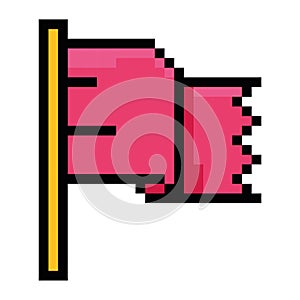 Isolated red waving flag videogame icon Pixelated style Vector