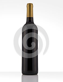 Isolated Red Wine Bottle in a White Background, no Label