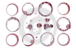 Isolated red wine stains. Separate pixel precise paths