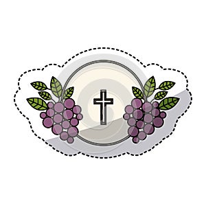 Isolated religion cross and grapes design