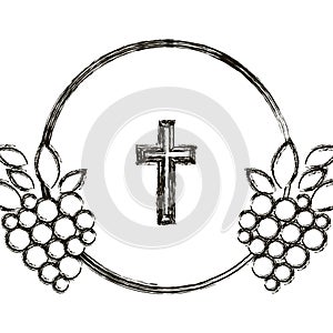 Isolated religion cross and grapes design