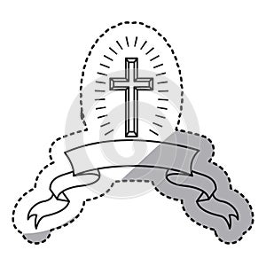 Isolated religion cross and ribbon design