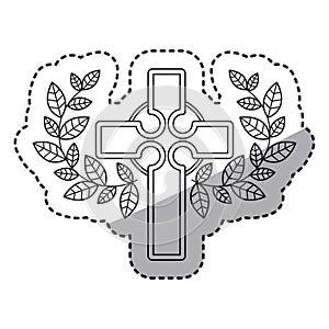 Isolated religion cross and wreath design