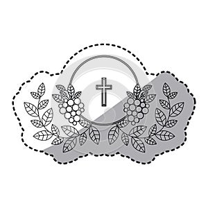 Isolated religion cross and wreath design