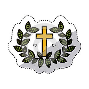 Isolated religion cross and wreath design