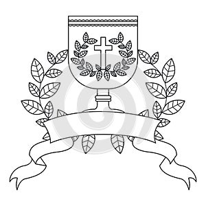 Isolated religion cup and wreath design