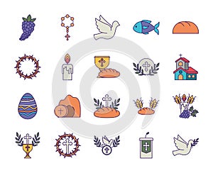 Isolated religion icon set fill vector design