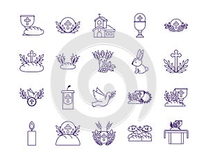 Isolated religion icon set line vector design