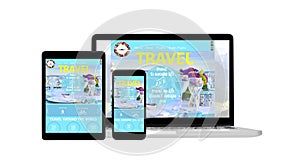 Isolated responsive device with travel agency website open