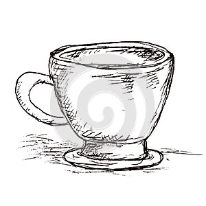 Isolated retro coffee mug sketch