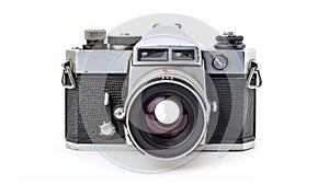 Isolated retro film camera on white background