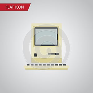 Isolated Retro Notebook Flat Icon. Computing Vector Element Can Be Used For Retro, Computer, Computing Design Concept.
