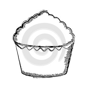 Isolated retro sketch of a bowl of rice