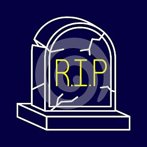 Isolated rip stone Neon halloween icon Vector photo