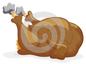 Isolated Roasted and Stuffed Turkey over White Background, Vector Illustration