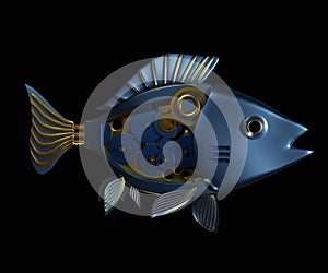 Isolated robotic fish with mechanical gears inside of it