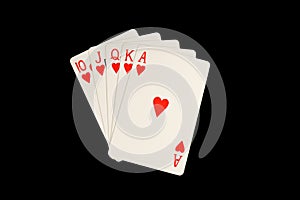 Isolated royal flush poker hand
