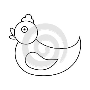 Isolated rubber duck doodle children toy. Rubber duck on white background. Vector hand drawing illustration