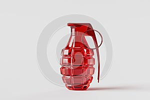 Isolated ruby hand grenade with white background