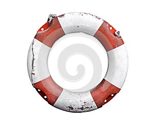 Isolated Rustic Lifebuoy Or Life Preserver