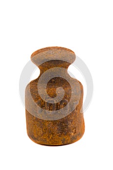 Isolated rusty 100 gramme weight