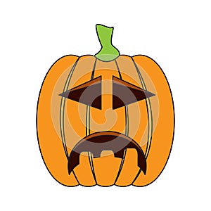 Isolated sad jack-o-lantern