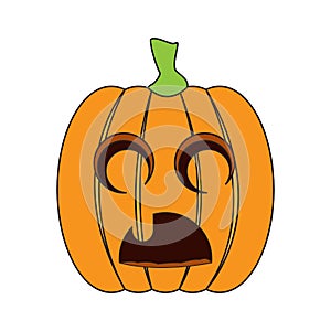 Isolated sad jack-o-lantern