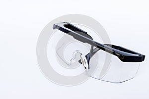 Isolated safety glasses on white background