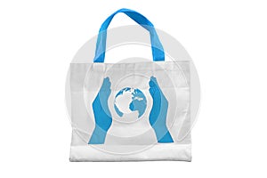 Isolated SAVE THE EARTH fabric bag