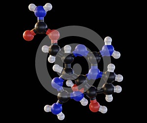 Isolated Saxitoxin (STX) molecule in the black background