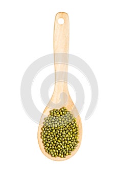 Isolated a scoop of green bean seed