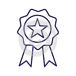 Isolated seal stamp with star and ribbon line style icon vector design