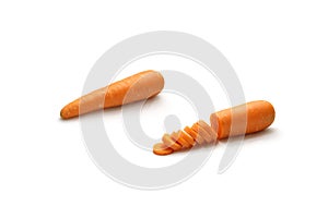 Isolated set of carrot sliced on white background