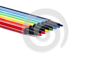 Isolated set of colored felt-tip pens on white