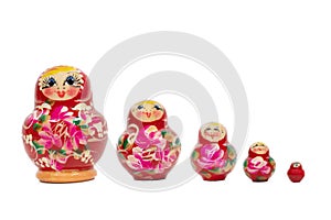 Isolated set of Matryoshka dolls on white background