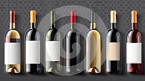 Isolated set of wine bottles on a transparent background