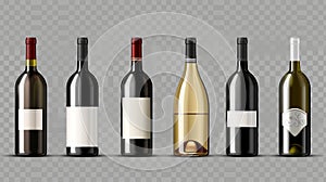 An isolated set of wine bottles with a transparent background
