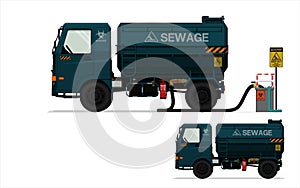 Isolated sewage truck on white background