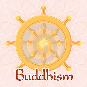 Isolated ship wheel Buddhism symbol concept Vector